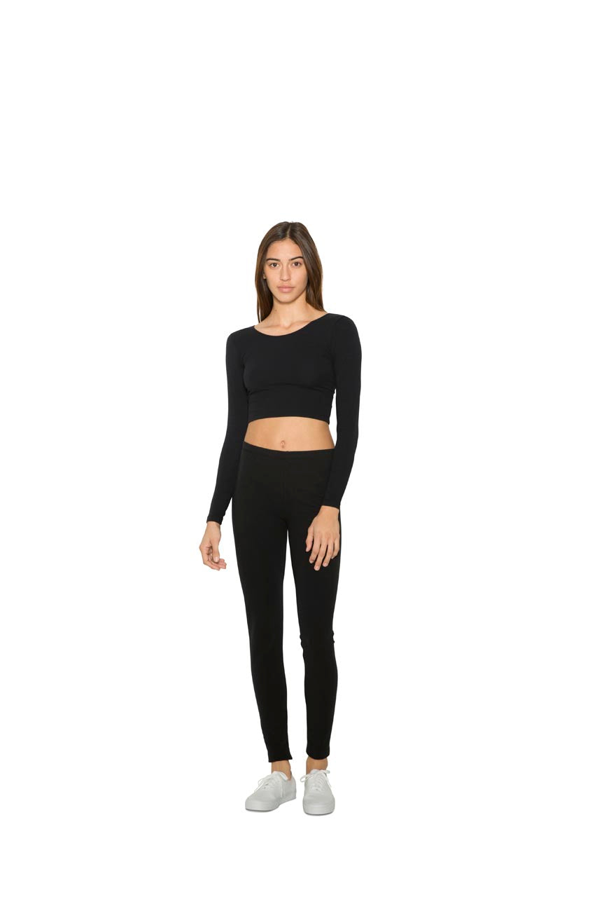 AA8379 - WOMEN'S COTTON SPANDEX LONG SLEEVE CROP TOP