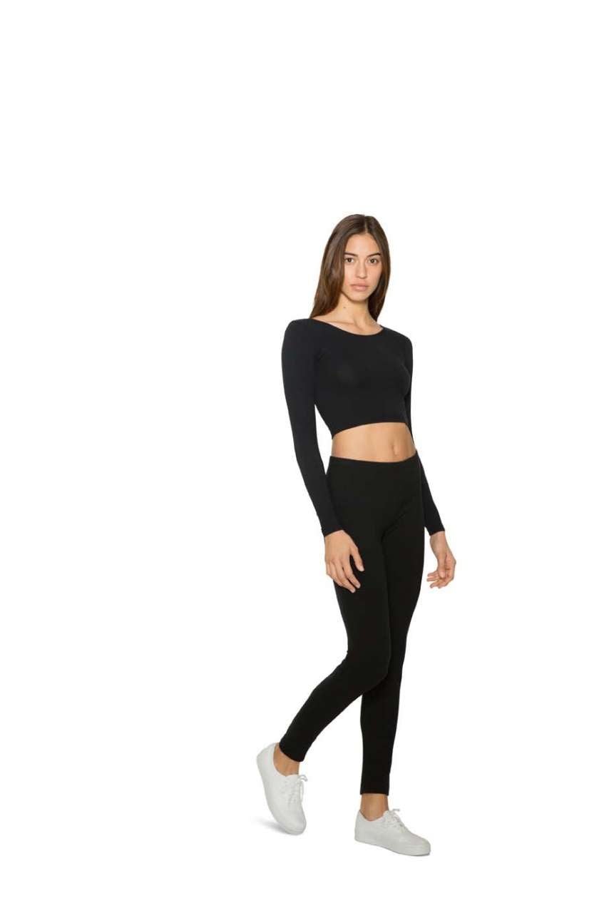 AA8379 - WOMEN'S COTTON SPANDEX LONG SLEEVE CROP TOP