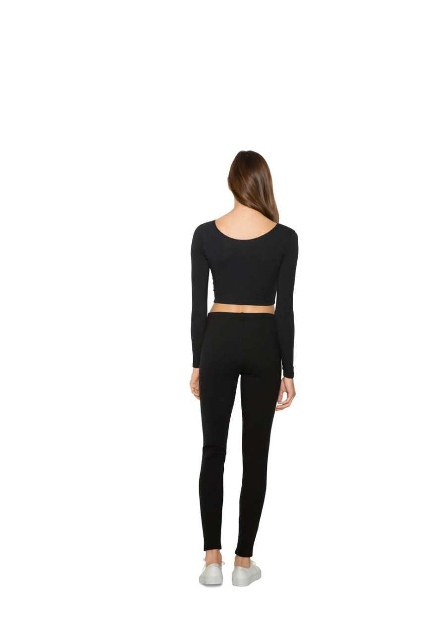 AA8379 - WOMEN'S COTTON SPANDEX LONG SLEEVE CROP TOP