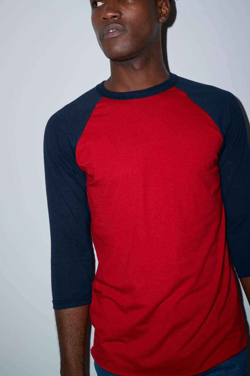 AABB453 - UNISEX POLY-COTTON 3/4 SLEEVE RAGLAN T-SHIRT