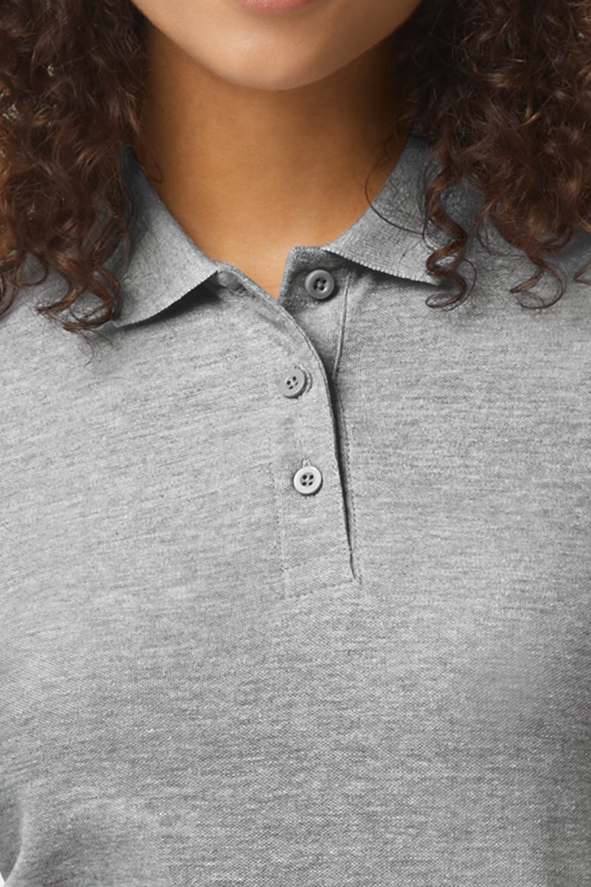 GIL64800-B3 - SOFTSTYLE® LADIES' DOUBLE PIQUÉ POLO WITH 3 COLOUR-MATCHED BUTTONS