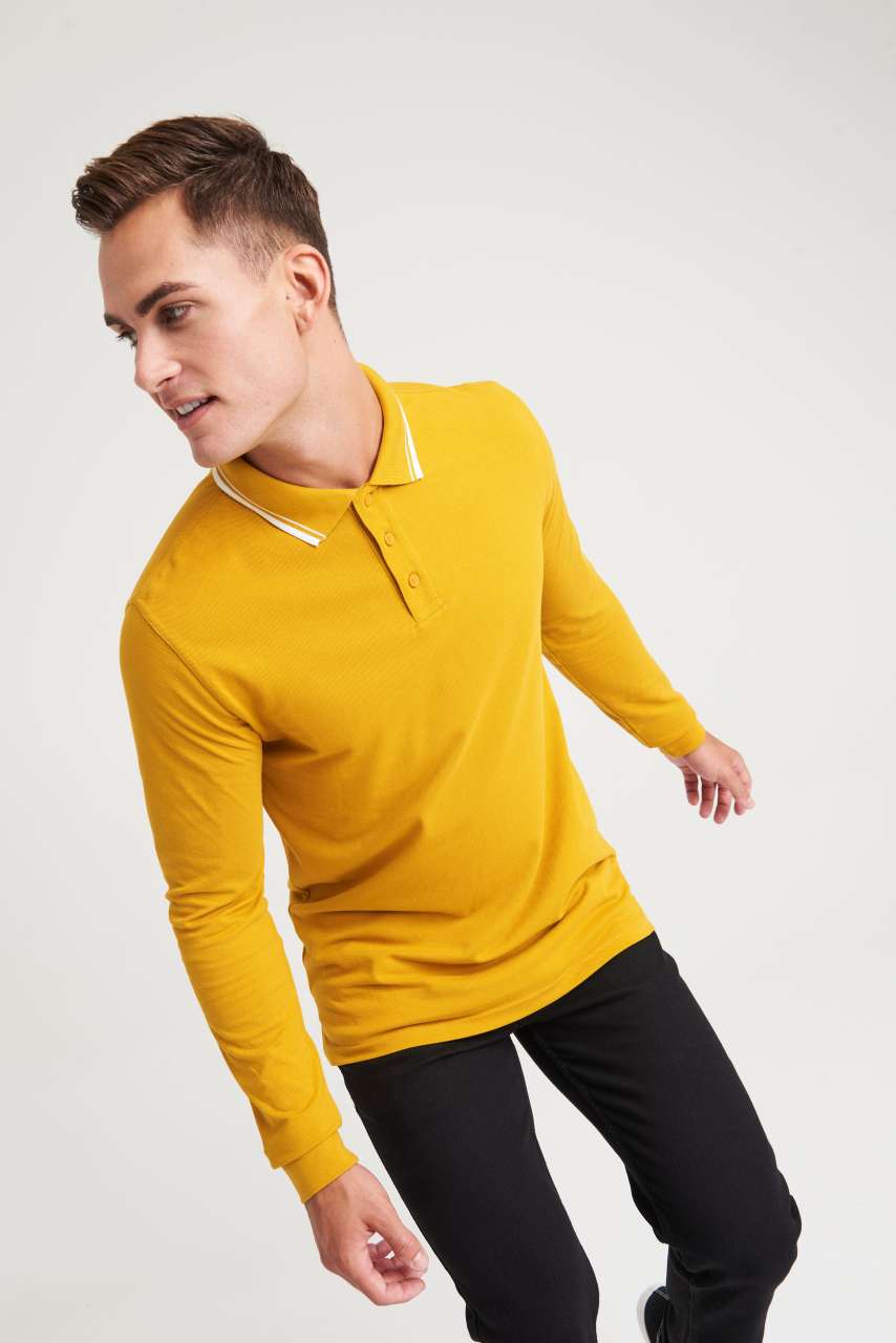JP103 - LONG SLEEVE TIPPED 100 POLO