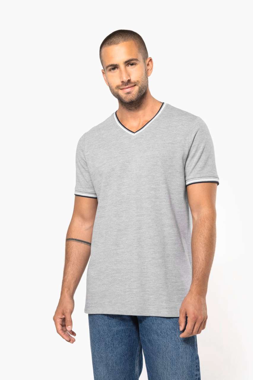 KA374 - MEN'S PIQUÉ KNIT V-NECK T-SHIRT