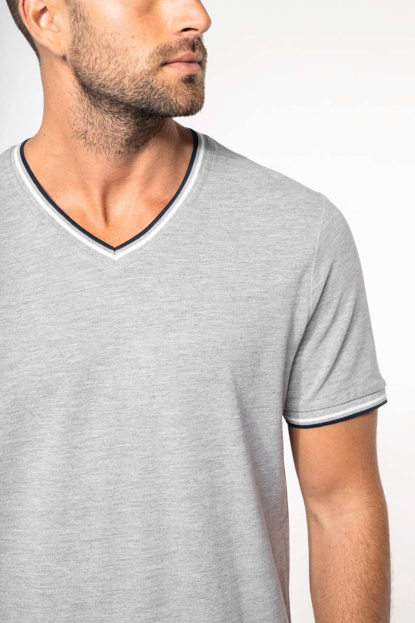 KA374 - MEN'S PIQUÉ KNIT V-NECK T-SHIRT