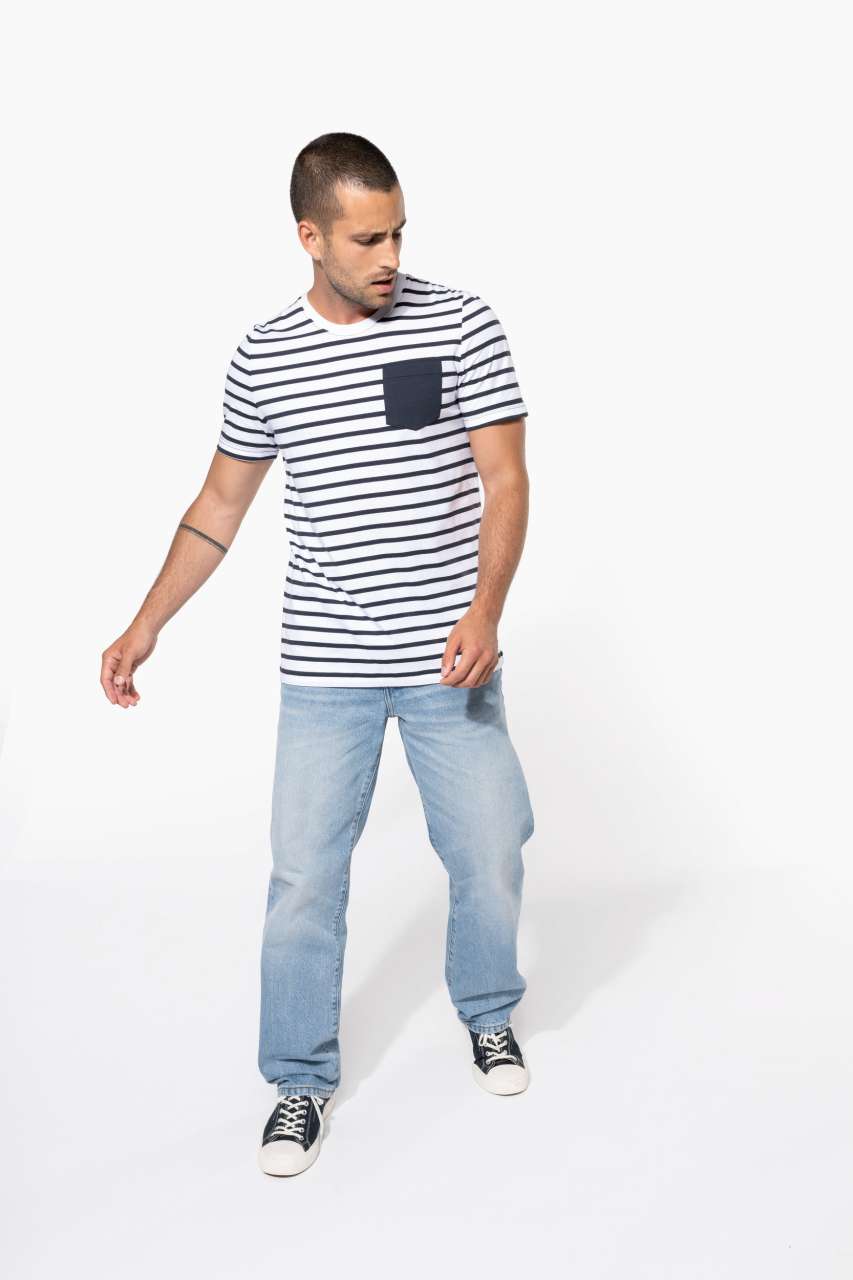KA378 - STRIPED SHORT SLEEVE SAILOR T-SHIRT WITH POCKET