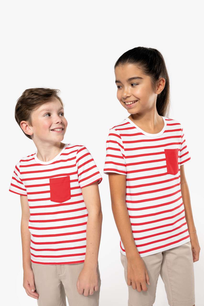 KA379 - KIDS' STRIPED SHORT SLEEVE SAILOR T-SHIRT WITH POCKET