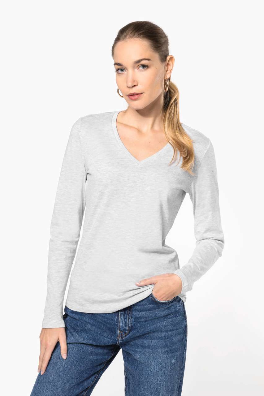 KA382 - LADIES' LONG-SLEEVED V-NECK T-SHIRT
