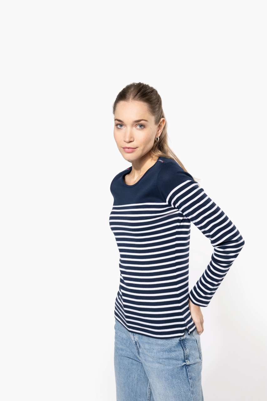 KA386 - LADIES’ LONG-SLEEVED BRETON STRIPE TOP