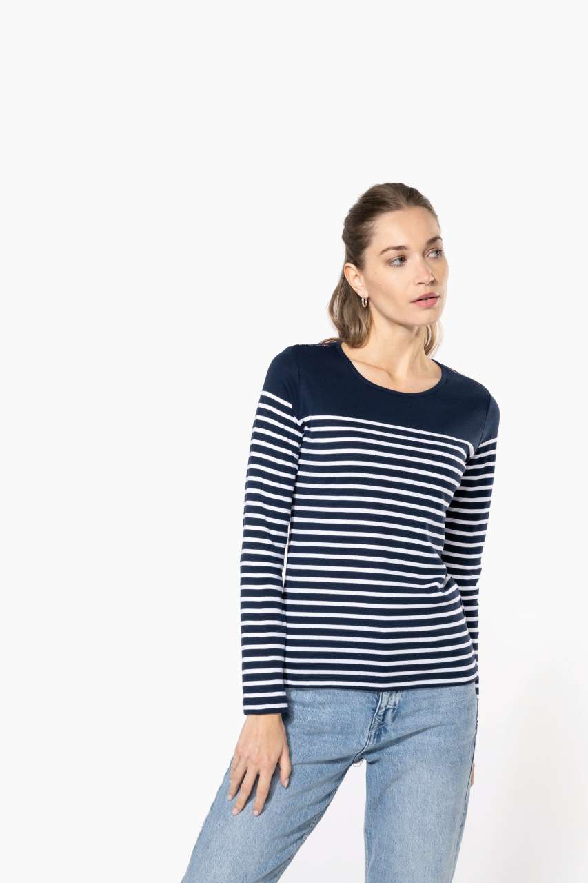 KA386 - LADIES’ LONG-SLEEVED BRETON STRIPE TOP