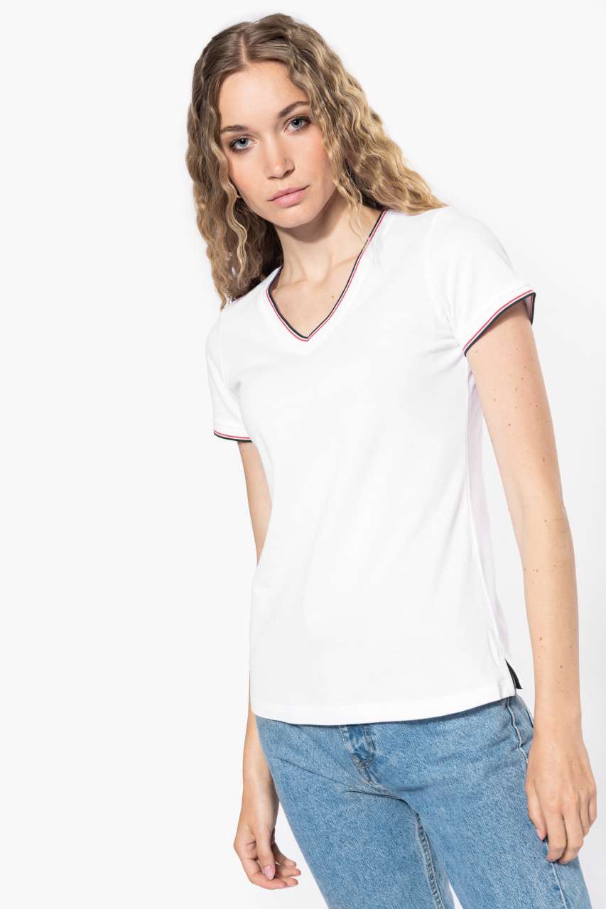 KA394 - LADIES' PIQUÉ KNIT V-NECK T-SHIRT