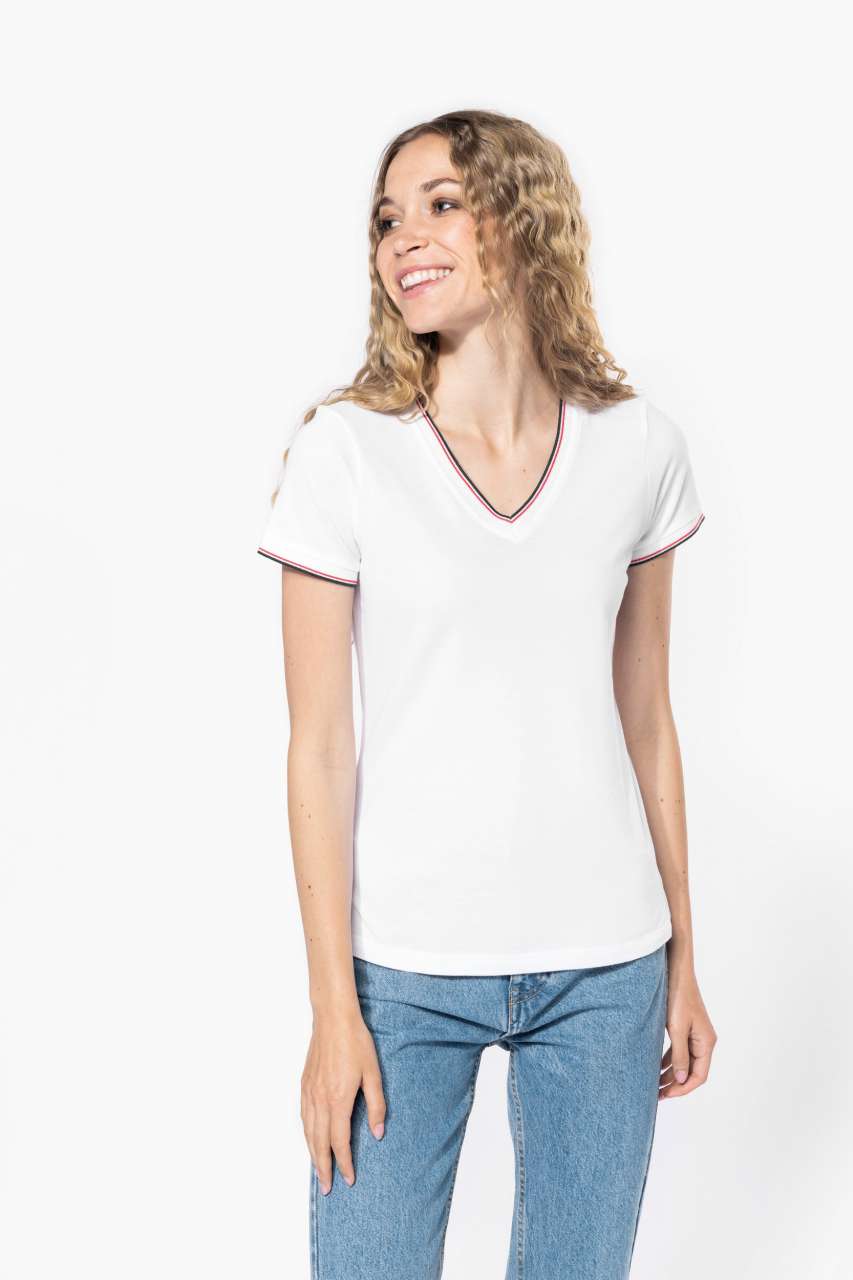 KA394 - LADIES' PIQUÉ KNIT V-NECK T-SHIRT