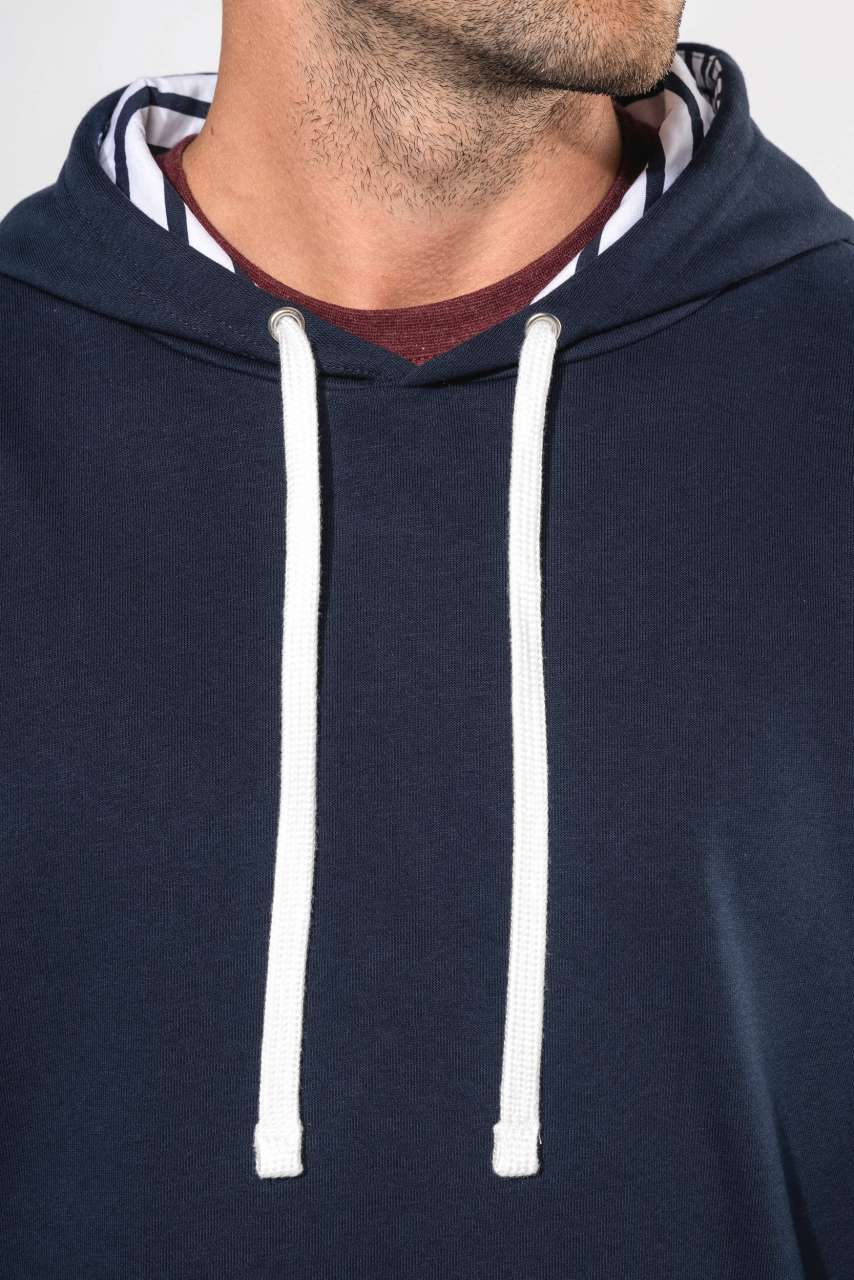 KA4013 - UNISEX CONTRAST PATTERNED HOODED SWEATSHIRT