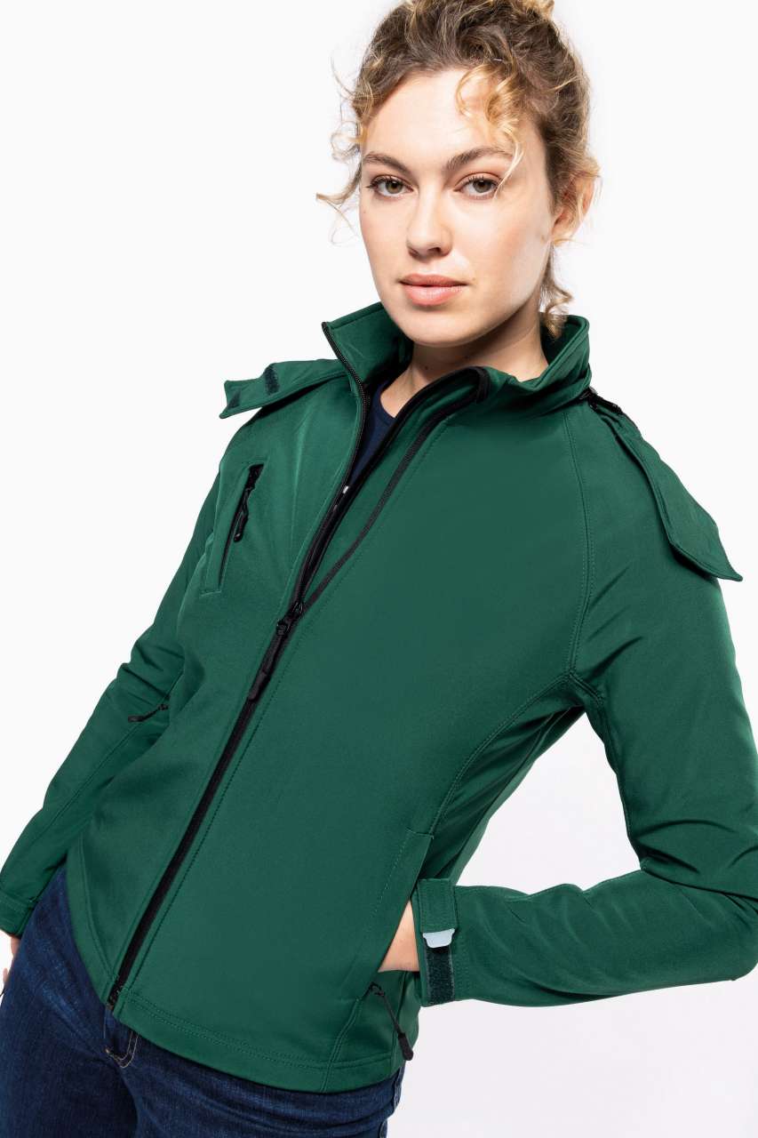 KA414 - LADIES' DETACHABLE HOODED SOFTSHELL JACKET