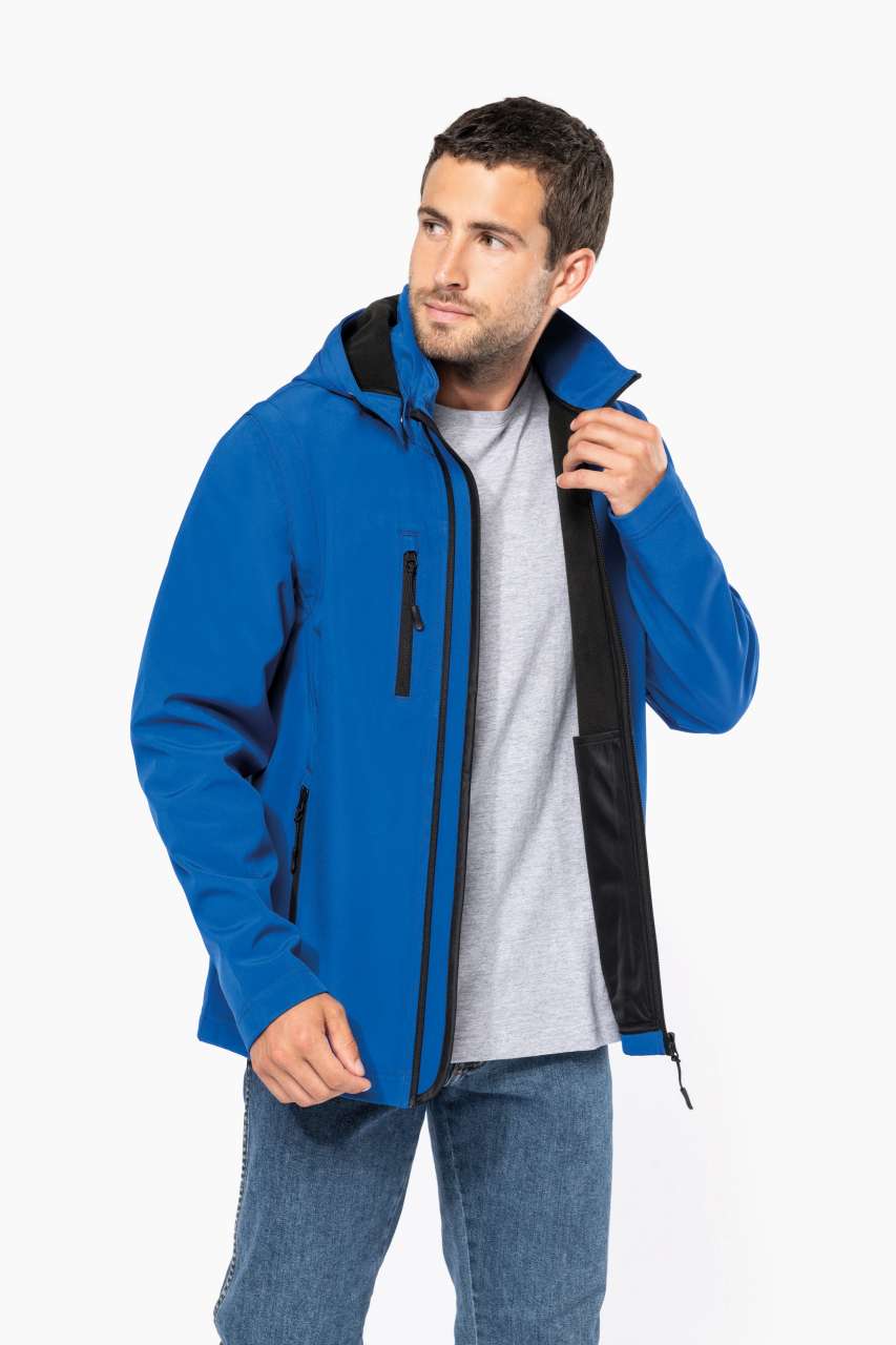 KA422 - UNISEX 3-LAYER SOFTSHELL HOODED JACKET WITH REMOVABLE SLEEVES