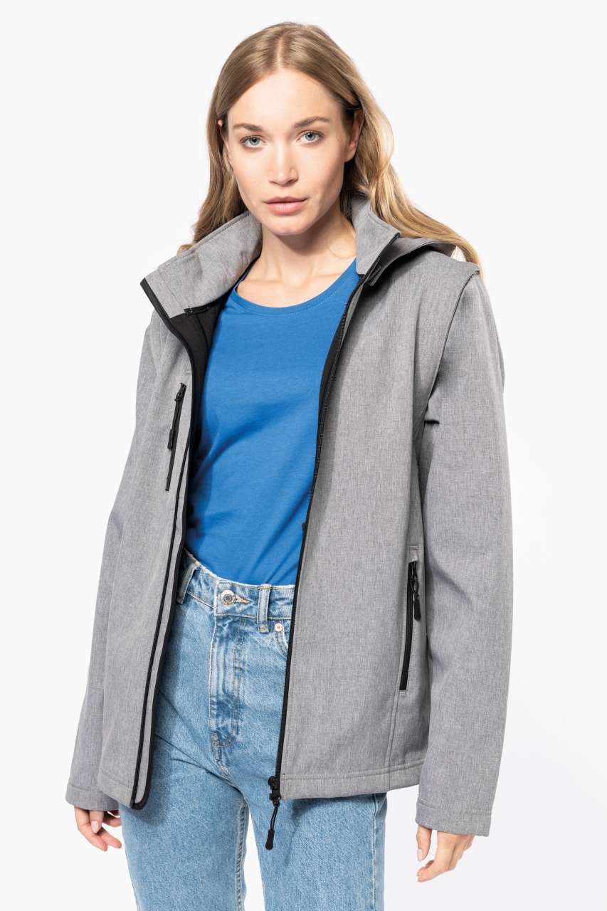 KA422 - UNISEX 3-LAYER SOFTSHELL HOODED JACKET WITH REMOVABLE SLEEVES