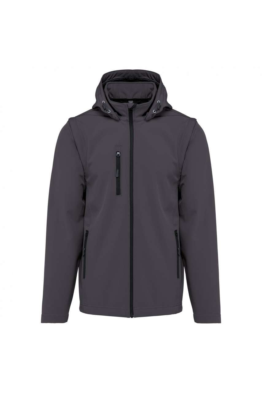 KA422 - UNISEX 3-LAYER SOFTSHELL HOODED JACKET WITH REMOVABLE SLEEVES