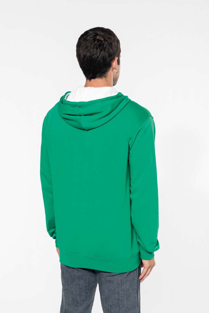 KA466 - MEN'S CONTRAST HOODED FULL ZIP SWEATSHIRT