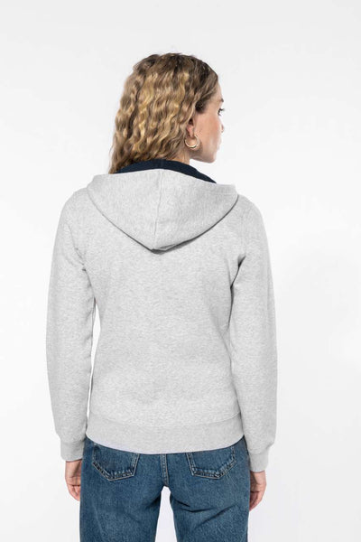KA467 - LADIES’ CONTRAST HOODED FULL ZIP SWEATSHIRT