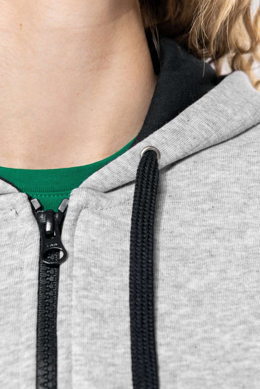 KA467 - LADIES’ CONTRAST HOODED FULL ZIP SWEATSHIRT