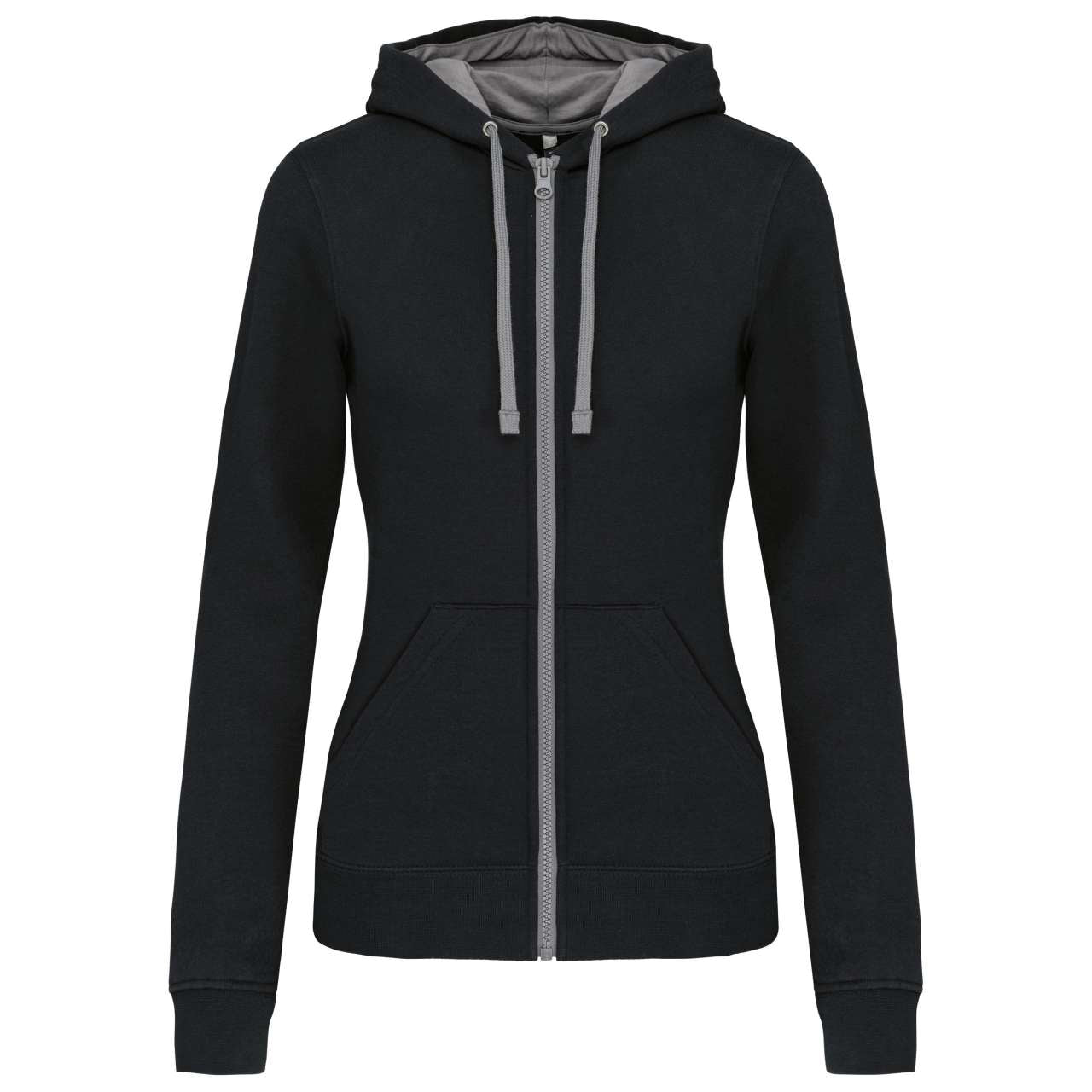 KA467 - LADIES’ CONTRAST HOODED FULL ZIP SWEATSHIRT