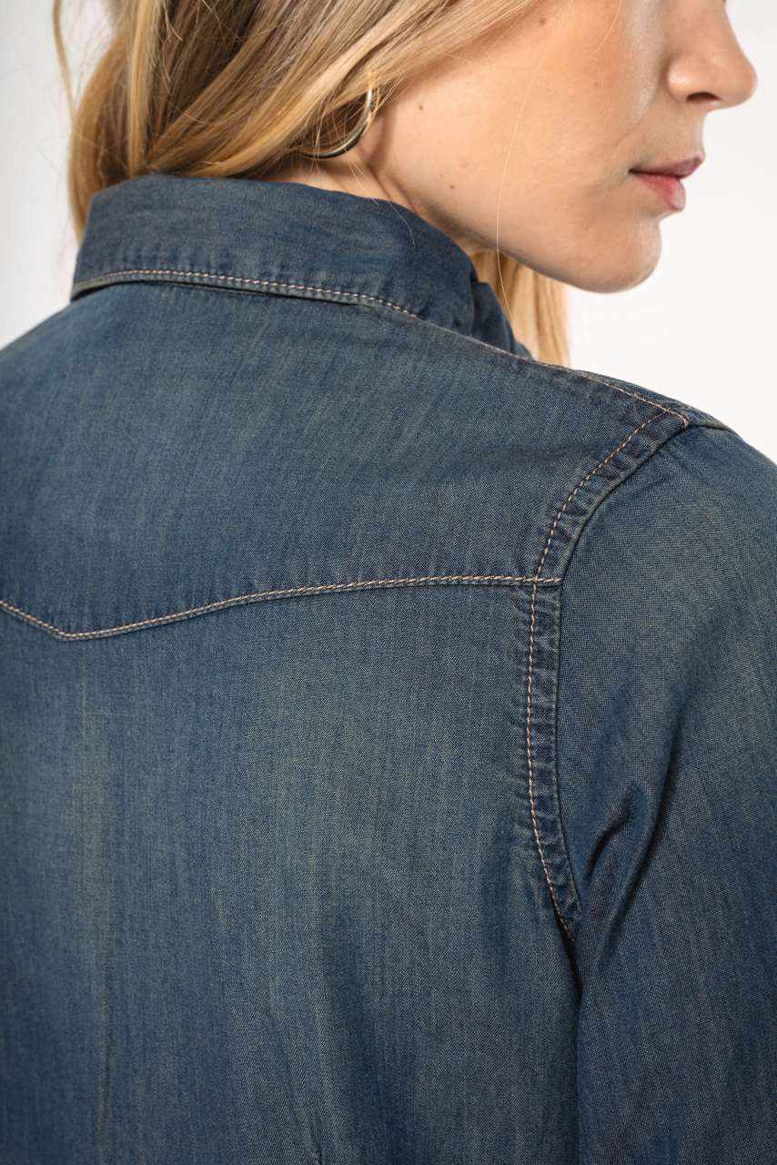 KA518 - LADIES' LONG-SLEEVED DENIM SHIRT