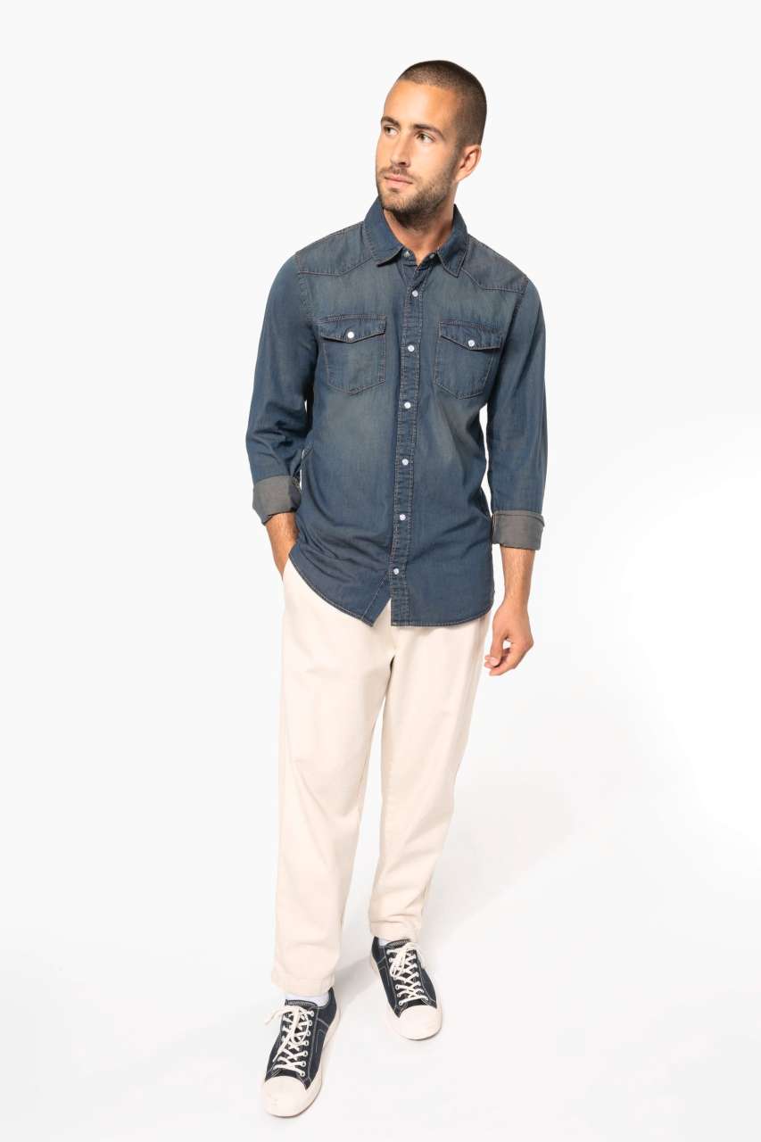 KA519 - MEN'S LONG-SLEEVED DENIM SHIRT
