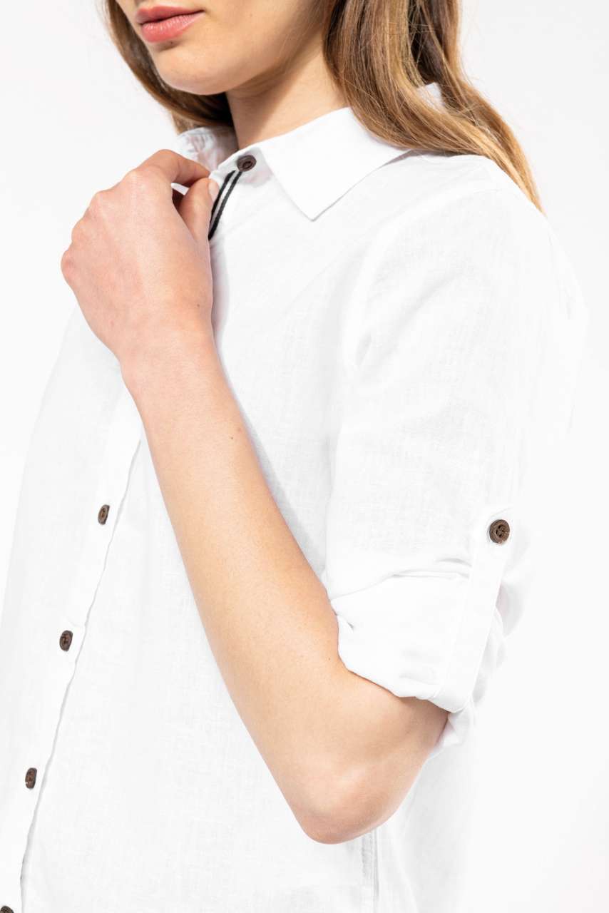KA589 - LADIES' LONG SLEEVE LINEN AND COTTON SHIRT