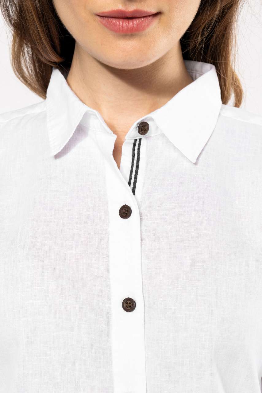 KA589 - LADIES' LONG SLEEVE LINEN AND COTTON SHIRT