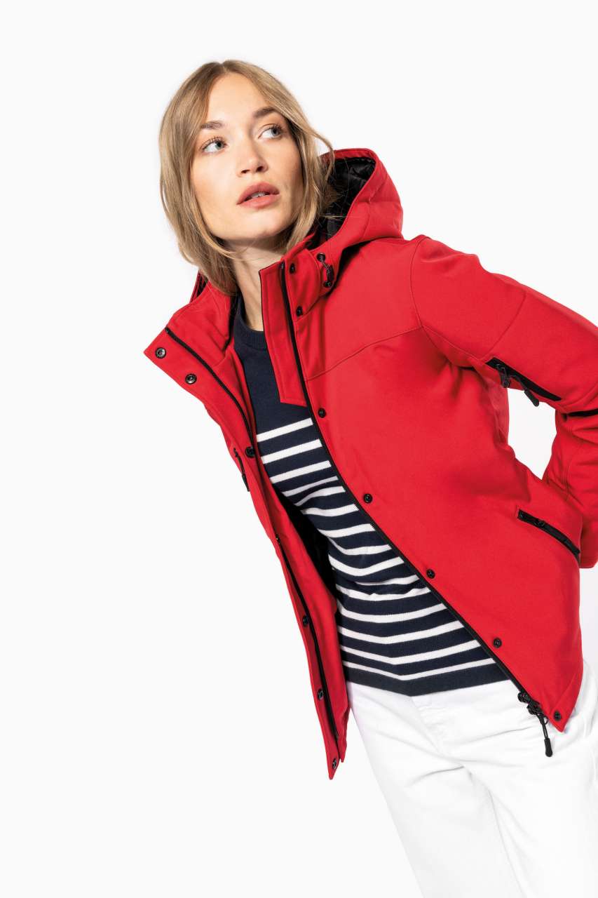 KA651 - LADIES’ HOODED SOFTSHELL LINED PARKA