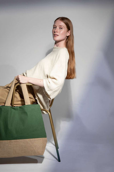 KI0235 - CANVAS & JUTE HOLD-ALL SHOPPER BAG