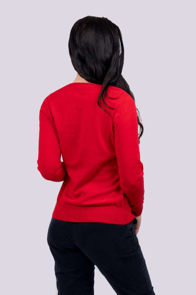 LE951 - WOMEN’S V-NECK FINE GAUGE COTTON PULLOVER