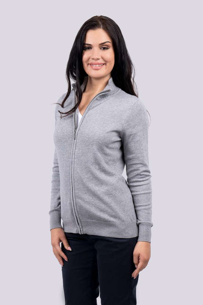LE971 - WOMEN’S FULL ZIP CARDIGAN FINE GAUGE COTTON