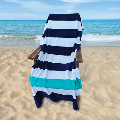 OLV4040 - OLIMA „NAUTICAL STRIPE” BEACH VELOUR TOWEL