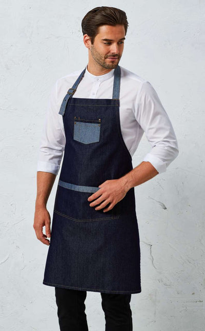 PR127 - 'DOMAIN' CONTRAST DENIM BIB APRON