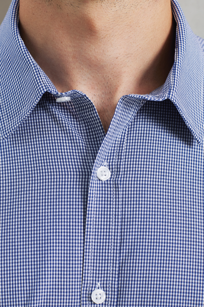 PR221 - MEN'S SHORT SLEEVE GINGHAM COTTON MICROCHECK SHIRT