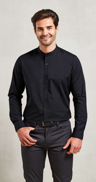 PR258 - BANDED COLLAR 'GRANDAD' LONG SLEEVE SHIRT