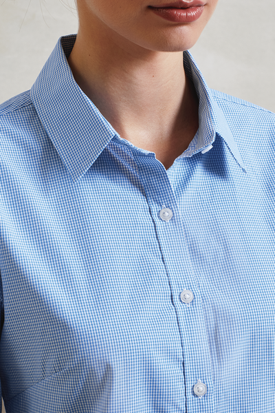 PR320 - WOMEN'S LONG SLEEVE GINGHAM MICROCHECK SHIRT