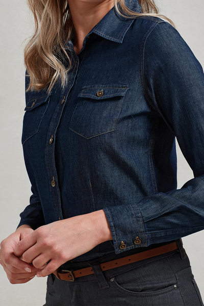 PR322 - WOMEN'S JEANS STITCH DENIM SHIRT