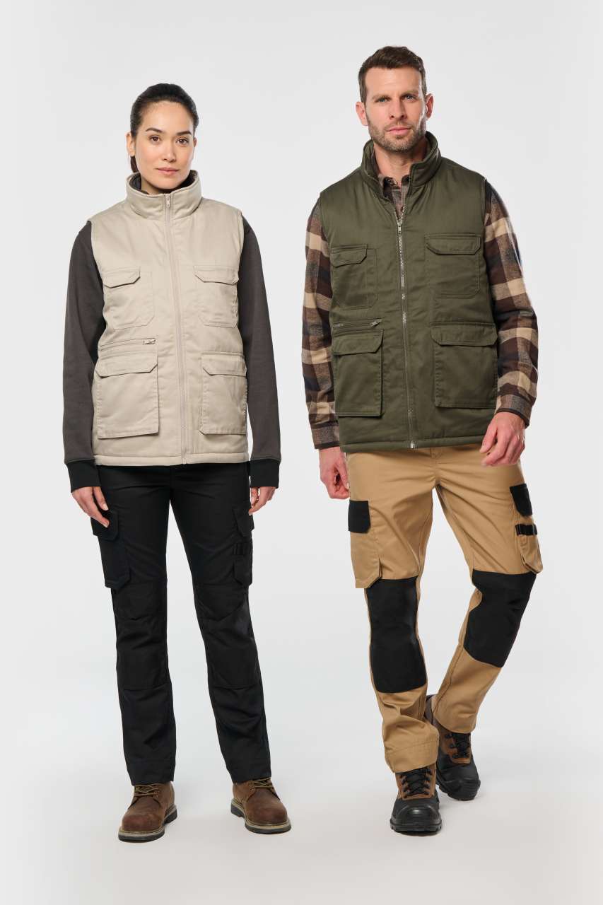 WK607 - UNISEX PADDED MULTI-POCKET POLYCOTTON VEST