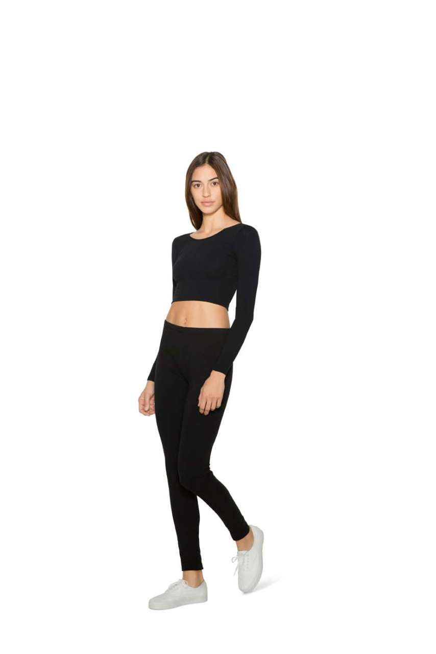 AA8379 - WOMEN'S COTTON SPANDEX LONG SLEEVE CROP TOP