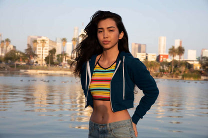 AAF397 - WOMEN'S FLEX FLEECE CROPPED ZIP HOODED SWEATSHIRT