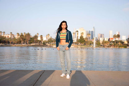 AAF397 - WOMEN'S FLEX FLEECE CROPPED ZIP HOODED SWEATSHIRT