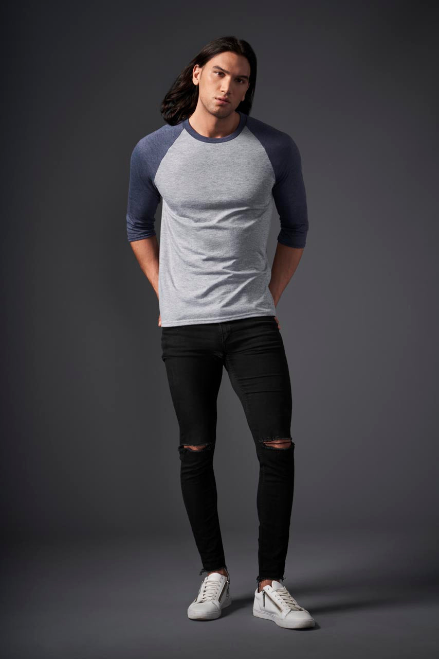 AN6755 - ADULT TRI-BLEND ¾ SLEEVE RAGLAN TEE