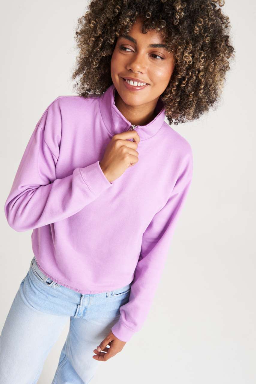 AWJH037 - WOMEN'S CROPPED 1/4 ZIP SWEAT