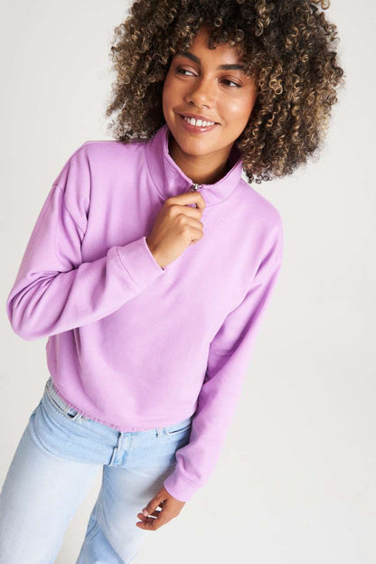 AWJH037 - WOMEN'S CROPPED 1/4 ZIP SWEAT