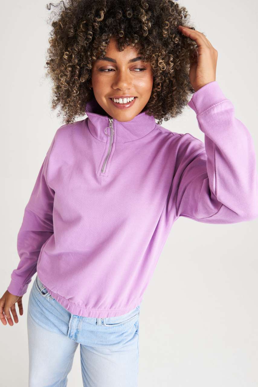 AWJH037 - WOMEN'S CROPPED 1/4 ZIP SWEAT
