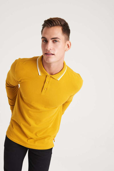 JP103 - LONG SLEEVE TIPPED 100 POLO