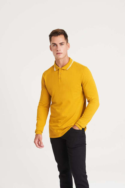 JP103 - LONG SLEEVE TIPPED 100 POLO