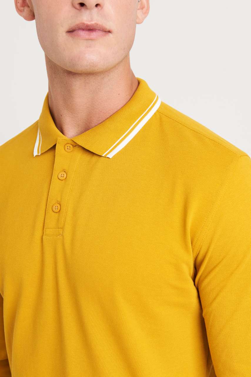 JP103 - LONG SLEEVE TIPPED 100 POLO