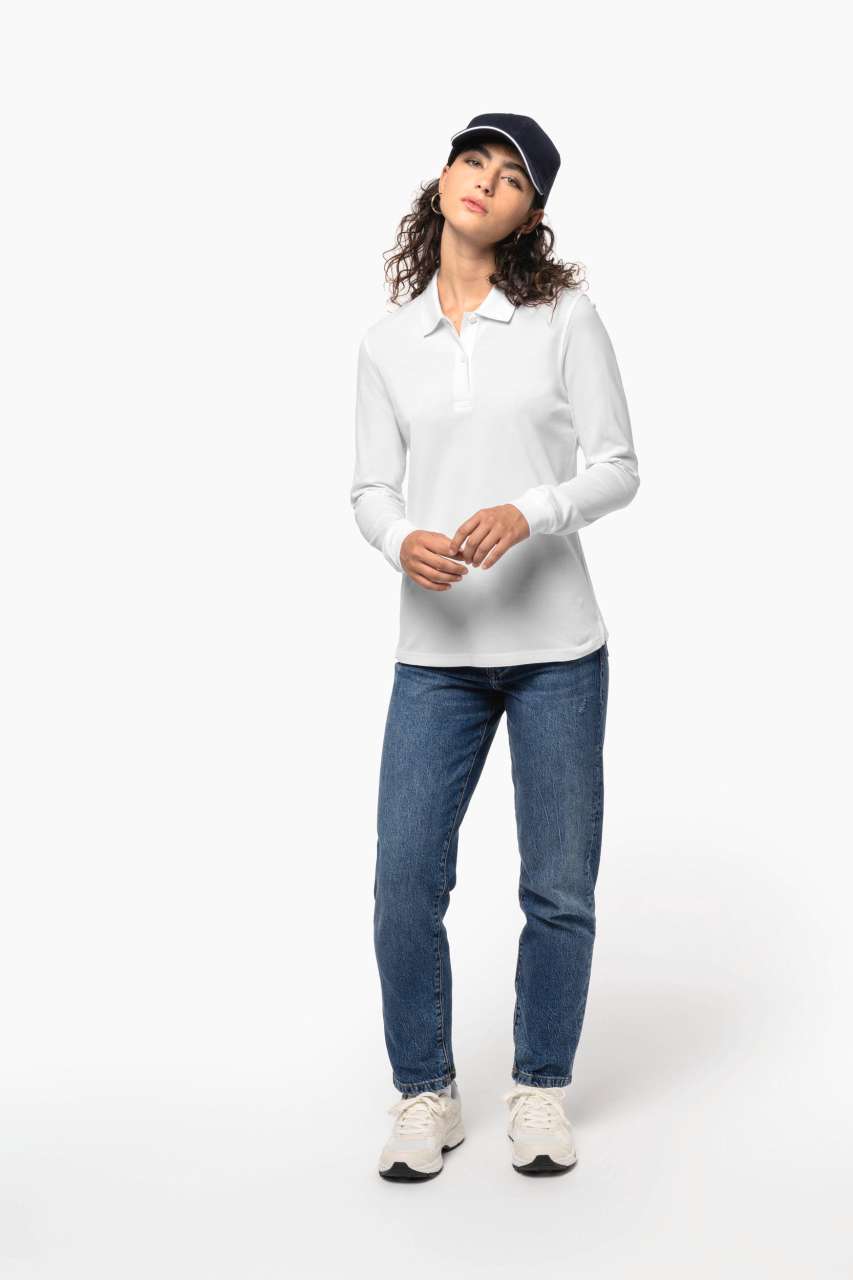 KA2028 - LADIES’ ORGANIC 180 PIQUÉ POLO SHIRT LONG SLEEVES